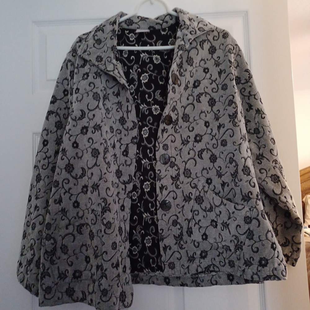 Color Me Cotton Womens XL Floral Patterned Green Women's Jacket